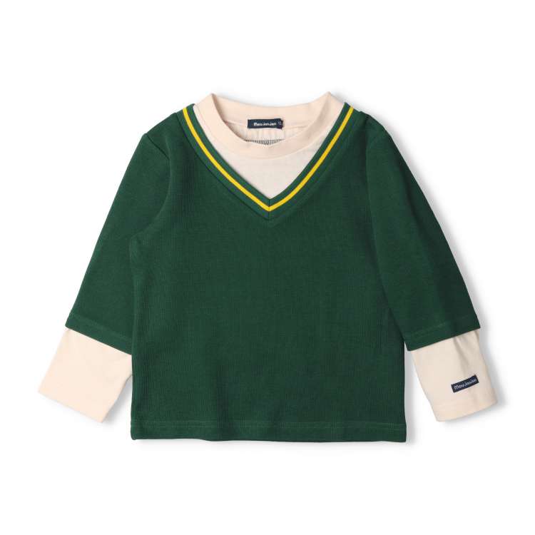 【24秋冬セール10%OFF】子供服 moujonjon (ムージョンジョン) レイヤード風長袖Tシャツ・ロンT 80cm〜140cm M52802 marutaka-10036422 こどもの森 e-shop メーカー直営 サンプル画像2