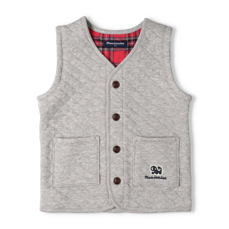 【25秋冬セール50％OFF】子供服 moujonjon (ムージョンジョン) 前開きニットキルト...