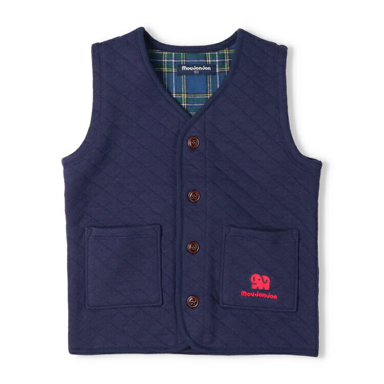 【25秋冬セール50％OFF】子供服 moujonjon (ムージョンジョン) 前開きニットキルト...
