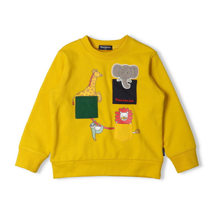 【25秋冬セール44％OFF】子供服 moujonjon (ムージョンジョン) 動物プリントワッペ...