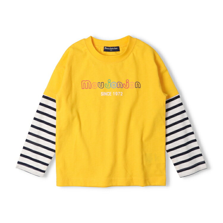 【25秋冬セール55％OFF】子供服 moujonjon (ムージョンジョン) 袖ボーダー切替ロゴプリント長袖Tシャツ・ロンT 80cm 90cm 100cm 110cm 120cm 130cm 140cm M54804 marutaka-10037307 こどもの森 e-shop メーカー直営 サンプル画像3