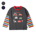 子供服 moujonjon (ムージョンジョン) 働く車プリントワッペン長袖Tシャツ・ロンT 80cm 90cm 100cm 110cm 120cm 130cm M54848