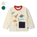 【店内全品15%OFFクーポン配布中 9/11 01:59まで】子供服 moujonjon (ムージョンジョン) 恐竜プリント刺繍長袖Tシャツ・ロンT 80cm 90cm 100cm 110cm 120cm 130cm M54849