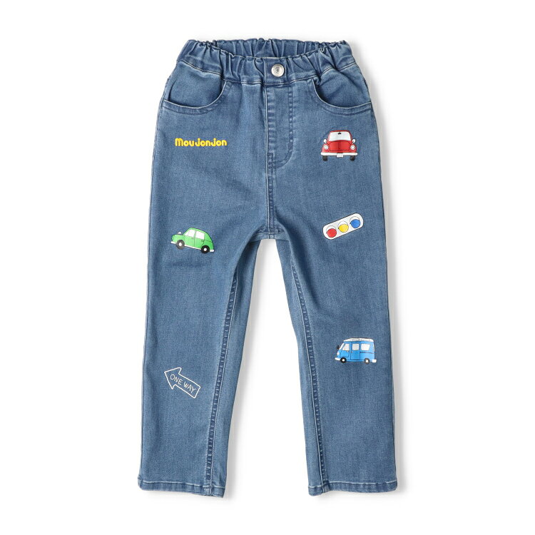 【25秋冬セール50％OFF】子供服 moujonjon (ムージョンジョン) 車プリントデニムパンツ・長ズボン 90cm 100cm 110cm 120cm 130cm 140cm M55000 marutaka-10037207 こどもの森 e-shop メーカー直営 サンプル画像2