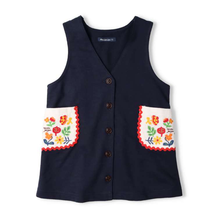 【24秋冬セール40%OFF】子供服 moujonjon (ムージョンジョン) 花刺繍ポケットミニ裏毛ジャンスカ 90cm〜140cm M62304 marutaka-10036463 こどもの森 e-shop メーカー直営 サンプル画像2