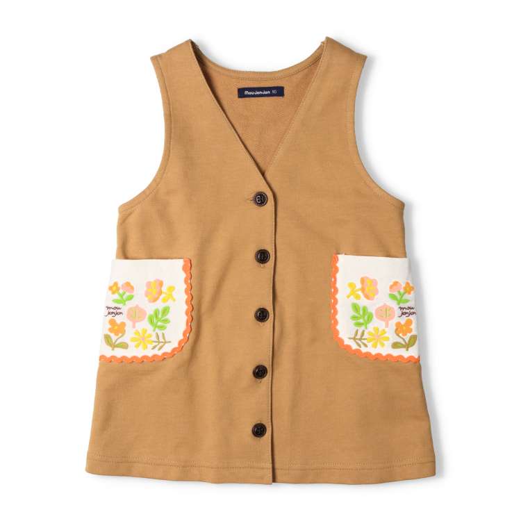 【24秋冬セール40%OFF】子供服 moujonjon (ムージョンジョン) 花刺繍ポケットミニ裏毛ジャンスカ 90cm〜140cm M62304 marutaka-10036463 こどもの森 e-shop メーカー直営 サンプル画像3