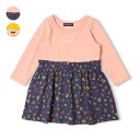 子供服 moujonjon (ムージョンジョン) 小花柄切替長袖ワンピース 80cm 90cm 100cm 110cm 120cm 130cm 140cm M64304