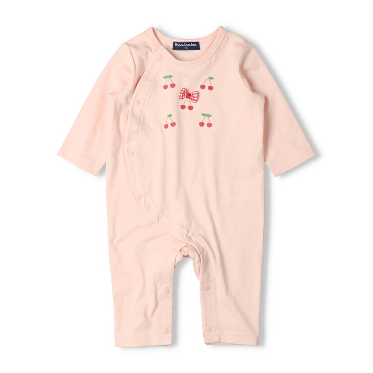 【25秋冬セール50％OFF】子供服 moujonjon (ムージョンジョン) くま・さくらんぼプリント前開き長袖ロンパース・Tオール 70cm，80cm M64705 marutaka-10037289 こどもの森 e-shop メーカー直営 サンプル画像3