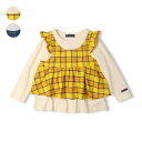 子供服 moujonjon (ムージョンジョン) チェックチュニック重ね着風長袖Tシャツ・ロンT 80cm 90cm 100cm 110cm 120cm 130cm 140cm M64804