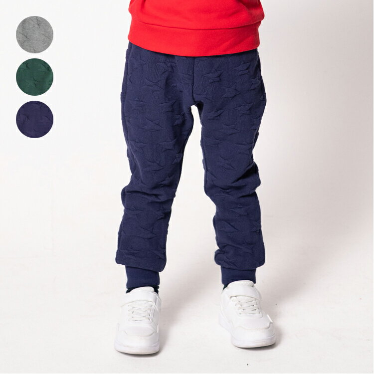 子供服 moujonjon (ムージョンジョン) 星柄キルト裾リブ長パンツ・長ズボン 80cm 90cm 100cm 110cm 120cm 130cm 140cm M55007