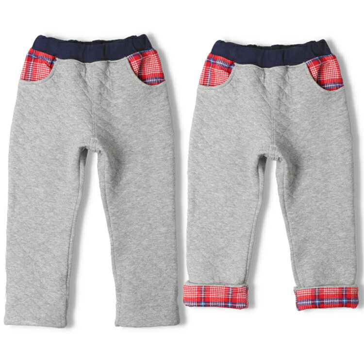 【25秋冬セール50％OFF】子供服 moujonjon (ムージョンジョン) チェック切替ニットキルト長パンツ・長ズボン 80cm 90cm 100cm 110cm 120cm 130cm 140cm M55010 marutaka-10037483 こどもの森 e-shop メーカー直営 サンプル画像2