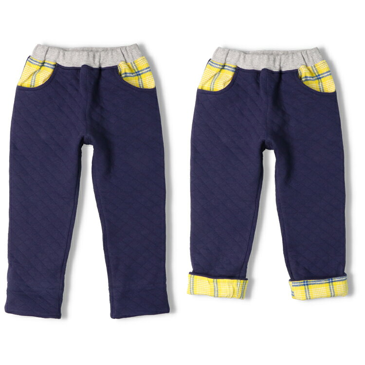 【25秋冬セール50％OFF】子供服 moujonjon (ムージョンジョン) チェック切替ニットキルト長パンツ・長ズボン 80cm 90cm 100cm 110cm 120cm 130cm 140cm M55010 marutaka-10037483 こどもの森 e-shop メーカー直営 サンプル画像3