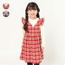 【10%OFFクーポン対象 5/6まで】【24秋冬セール40%OFF】子供服 moujonjon (ムージョンジョン) チェック切替レイヤード風ワンピース 80...