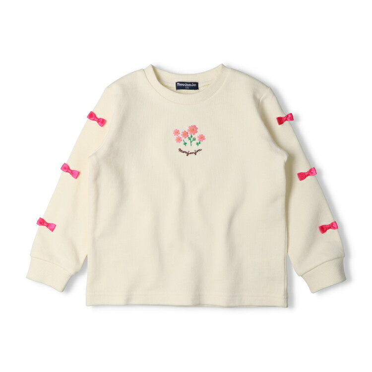 【25秋冬セール50％OFF】子供服 moujonjon (ムージョンジョン) お花刺繍リボン付き裏毛トレーナー・スウェット 80cm 90cm 100cm 110cm 120cm 130cm 140cm M64603 marutaka-10037491 こどもの森 e-shop メーカー直営 サンプル画像2
