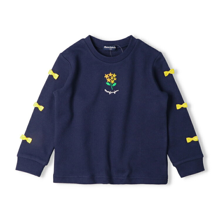 【25秋冬セール50％OFF】子供服 moujonjon (ムージョンジョン) お花刺繍リボン付き裏毛トレーナー・スウェット 80cm 90cm 100cm 110cm 120cm 130cm 140cm M64603 marutaka-10037491 こどもの森 e-shop メーカー直営 サンプル画像3
