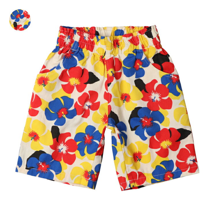 子供服 moujonjon (ムージョンジョン) 花柄ツイル5分丈ハーフパンツ 90cm 95cm 100cm 110cm 120cm 130c..