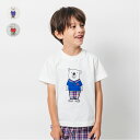 【25夏セール20%OFF】子供服 moujonjon (ムージョンジョン) くま・ワニプリント半袖Tシャツ 80cm 90cm 100cm 110cm 120cm 130cm 140cm M34801