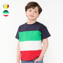 【25夏セール40%OFF】子供服 moujonjon (ムージョンジョン) 切替配色半袖Tシャツ 80cm~140cm M34804