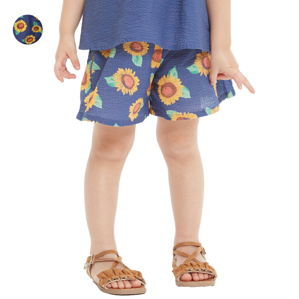 Moujonjon ムージョンジョン ひまわり柄キュロットショートパンツ 直営店 90cm 100cm 110cm 1cm 130cm 140cm キッズ M 女の子