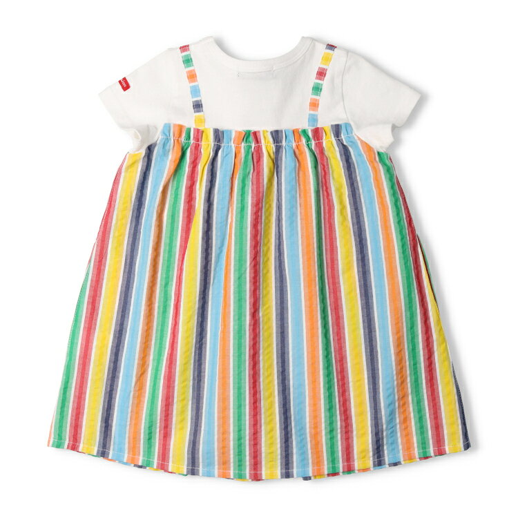 【26夏セール40％OFF】子供服 moujonjon (ムージョンジョン) レインボーカラーレイヤード風半袖ワンピース 80cm〜140cm M44305 marutaka-10037022 こどもの森 e-shop メーカー直営 サンプル画像3
