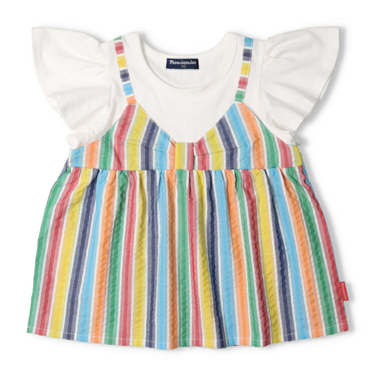 【26夏セール40％OFF】子供服 moujonjon (ムージョンジョン)　ストライプチュニッ...