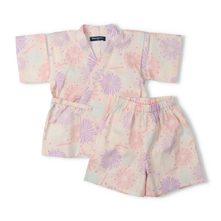 【スーパーDEAL【10％ポイントバック】6/11 9:59まで！】子供服 moujonjon (ムージョンジョン) 花火柄甚平 90cm 100cm 110cm 120cm 130cm M36702