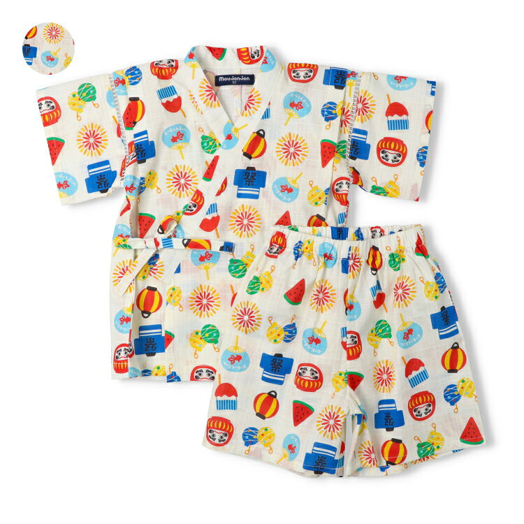 子供服 moujonjon (ムージョンジョン) お祭り柄甚平 90cm 100cm 110cm 120cm 130cm M36703