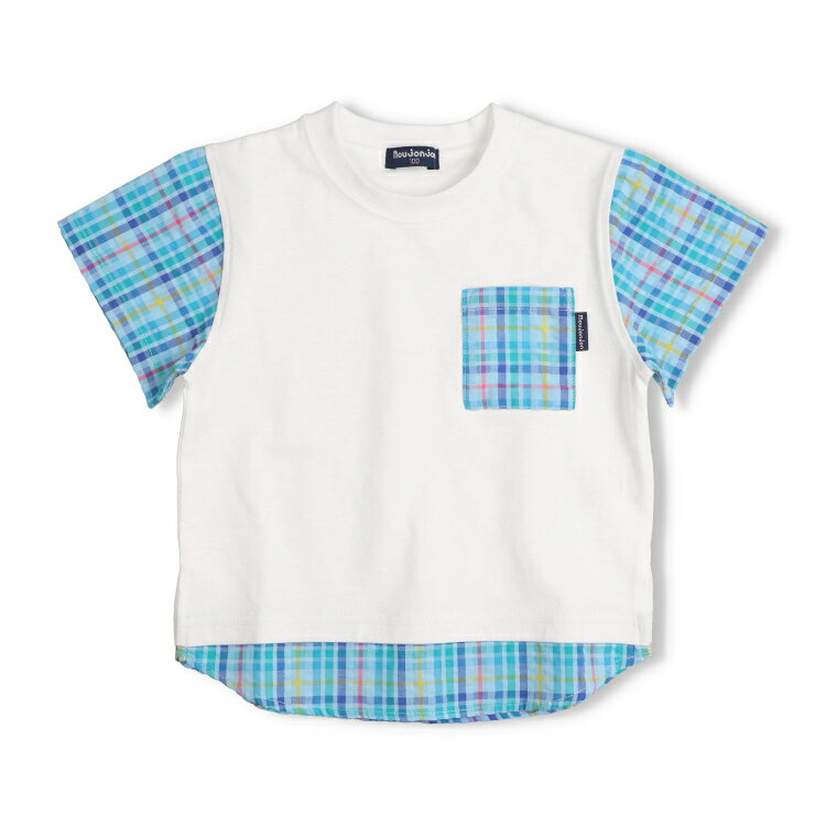 【26夏セール30%OFF】子供服 moujonjon (ムージョンジョン) チェック柄切替Tシャツ 80cm 90cm 100cm 11 marutaka-10037977 こどもの森 e-shop メーカー直営 サンプル画像2