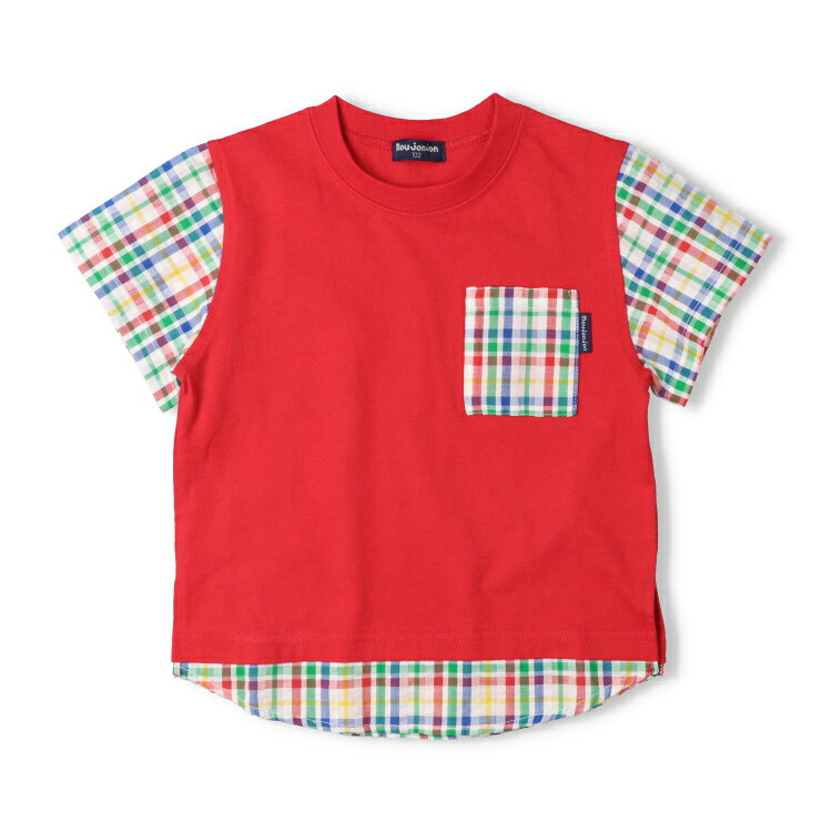 【26夏セール30%OFF】子供服 moujonjon (ムージョンジョン) チェック柄切替Tシャツ 80cm 90cm 100cm 11 marutaka-10037977 こどもの森 e-shop メーカー直営 サンプル画像3