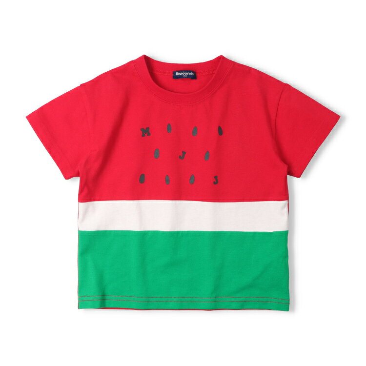【26夏セール30%OFF】子供服 moujonjon (ムージョンジョン) スイカ・キウイ切替半...