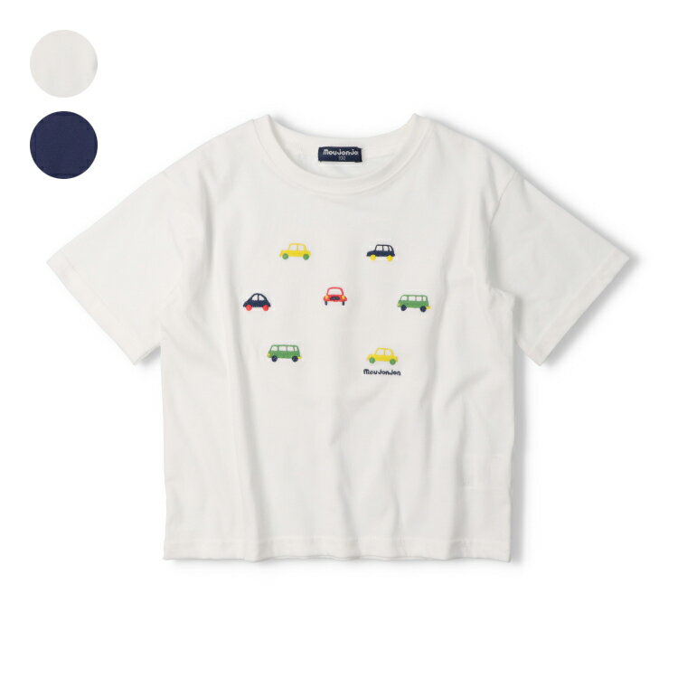 Rakuten - 子供服 moujonjon (ムージョンジョン) 【WEB限定】車刺繍Tシャツ 80cm 90cm 100cm 110cm 120cm 130cm M36894