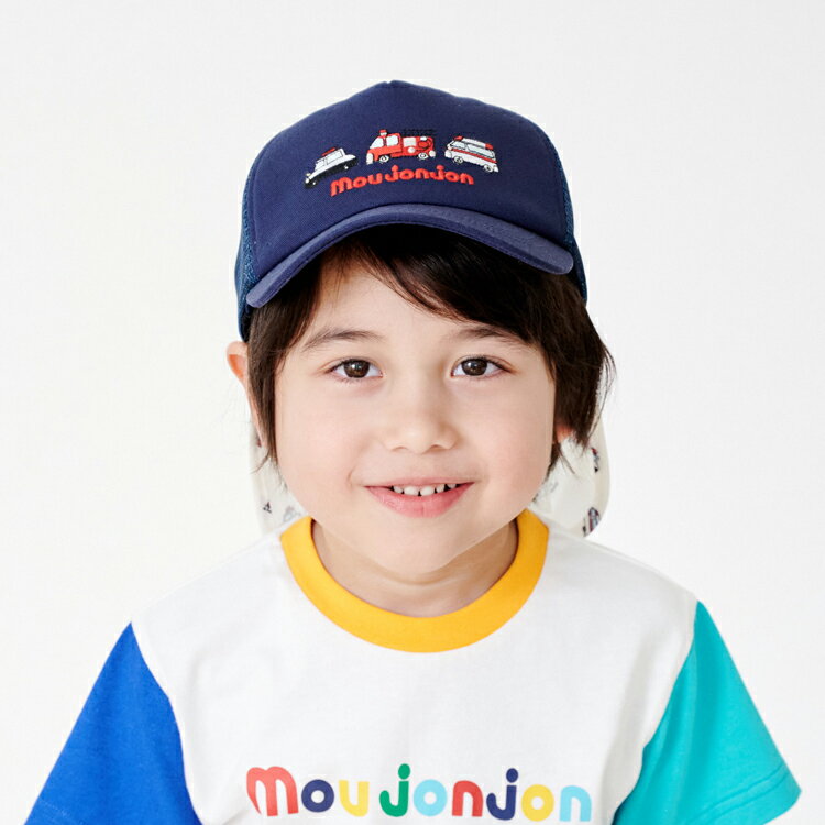 Rakuten - 子供服 moujonjon (ムージョンジョン) 働く車刺繍メッシュキャップ・帽子 50cm 52cm 54cm 56cm M37400