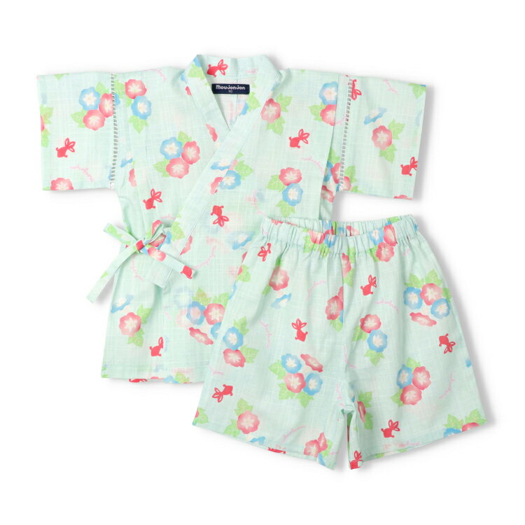 子供服 moujonjon (ムージョンジョン) アサガオ柄甚平 90cm 100cm 110cm 120cm 130cm M46702