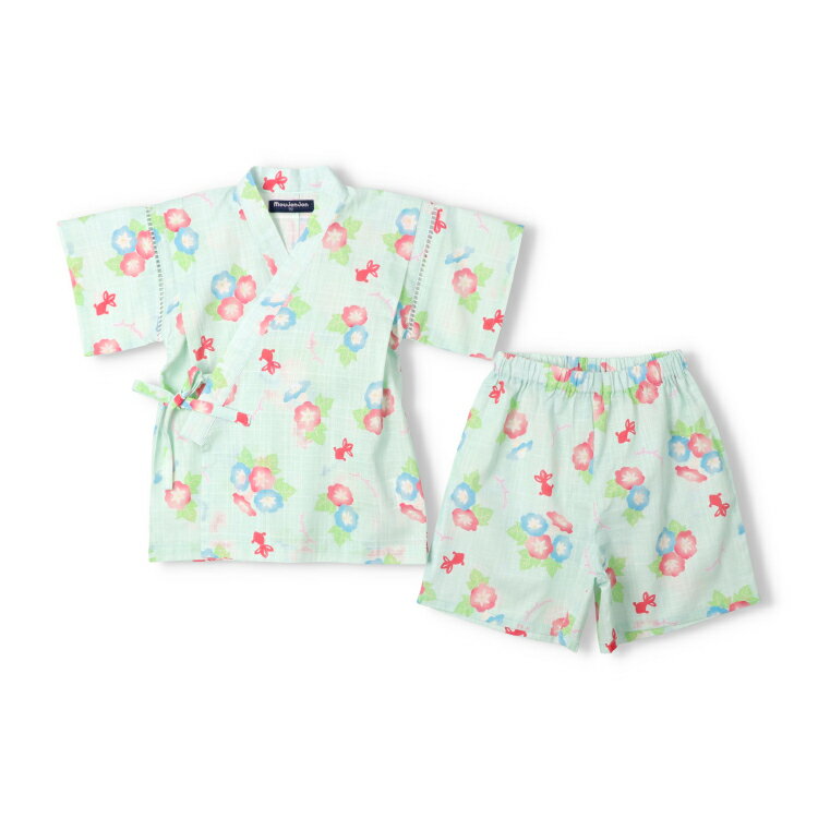 子供服 moujonjon (ムージョンジョン) アサガオ柄甚平 90cm 100cm 110cm 120cm 130cm M46702