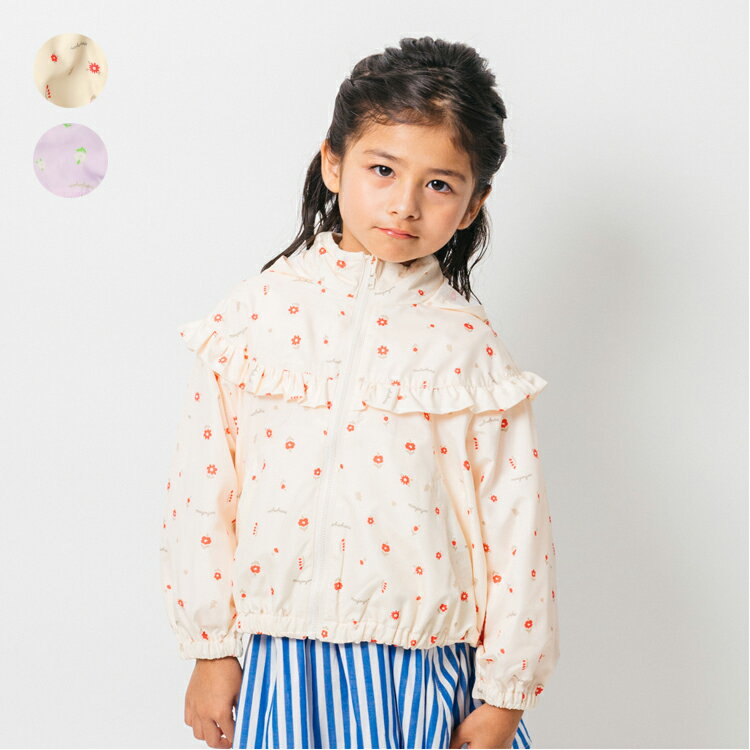 【24春セール20%OFF】子供服 moujonjon (ムージョンジョン) フード収納小花柄タフタジャケット・アウター 80cm 90cm 100cm 110...