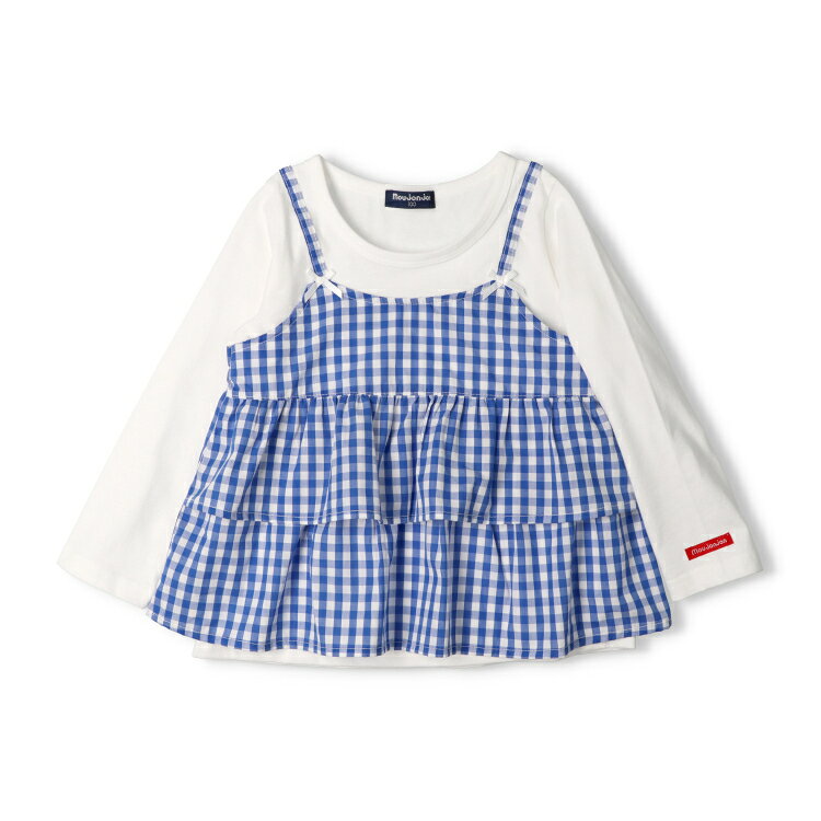 【26春夏セール30％OFF】子供服 moujonjon (ムージョンジョン) ギンガムチェック柄キャミ付長袖Tシャツ・ロンT 80cm 90cm 100cm 110cm 120cm 130cm 140cm M26800 marutaka-10037769 こどもの森 e-shop メーカー直営 サンプル画像2