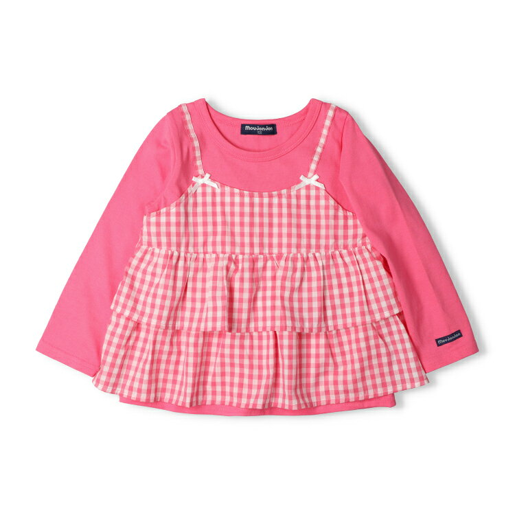 【26春夏セール30％OFF】子供服 moujonjon (ムージョンジョン) ギンガムチェック柄キャミ付長袖Tシャツ・ロンT 80cm 90cm 100cm 110cm 120cm 130cm 140cm M26800 marutaka-10037769 こどもの森 e-shop メーカー直営 サンプル画像3