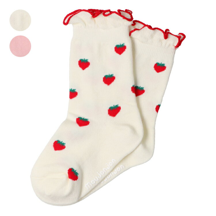 子供服 moujonjon (ムージョンジョン) いちご柄クルーソックス・靴下 13cm 14cm 15cm 16cm 17cm 18cm 19cm 20cm 21cm M27301