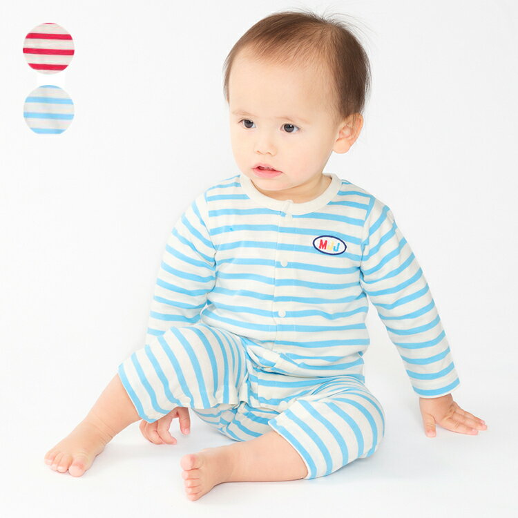 【店内全品15%OFFクーポン配布中!11/27 01:59まで!】【25春セール40%OFF】子供服 moujonjon (ムージョンジョン) ボーダーロンパ...