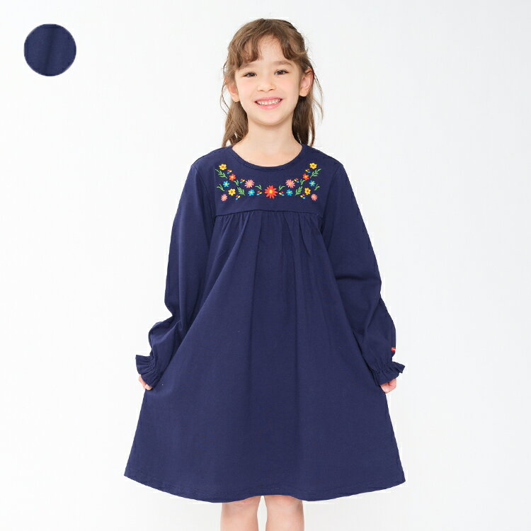 楽天こどもの森　e-shop　メーカー直営【25春セール40％OFF】子供服 moujonjon （ムージョンジョン） お花刺繍ワンピース 80cm 90cm 100cm 110cm 120cm 130cm 140cm M24306