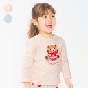 【25春セール40%OFF】子供服 moujonjon (ムージョンジョン) リボン付きくまクマハート長袖Tシャツ・ロンT 80cm 90cm 100cm 110cm 120cm 130cm 140cm M24800
