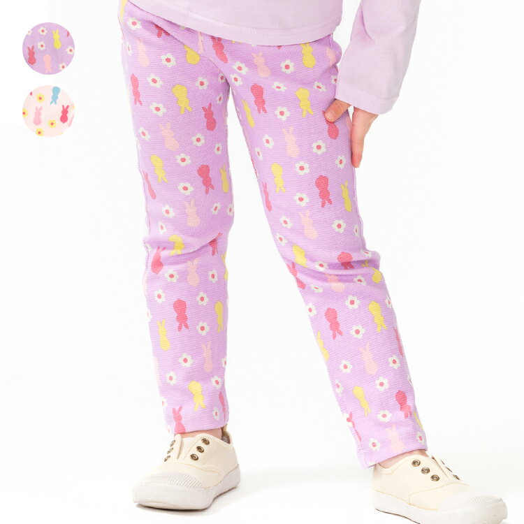 乐天商城 - 【26春夏セール20％OFF】子供服 moujonjon (ムージョンジョン) うさぎ柄リップルロングパンツ・長ズボン 80cm 90cm 100cm 110cm 120cm 130cm M27005