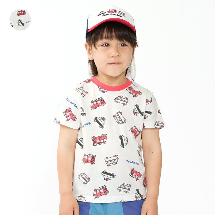Rakuten - 子供服 moujonjon (ムージョンジョン) 日本製働く車総柄Tシャツ 80cm 90cm 100cm 110cm 120cm M36816