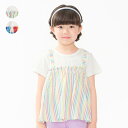 【25夏セール20%OFF】子供服 moujonjon (ムージョンジョン) ストライプ・チェックチュニック風半袖Tシャツ 80cm 90cm 100cm 110cm 120cm 130cm M44872