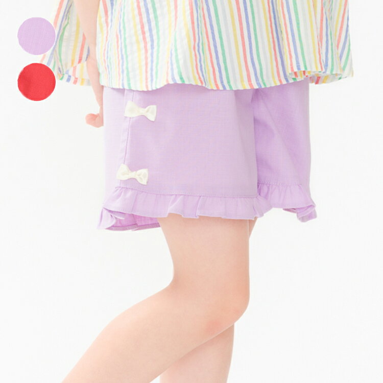 楽天こどもの森　e-shop　メーカー直営【25夏セール40％OFF】子供服 moujonjon （ムージョンジョン） 脇リボン付き3分丈ショートパンツ 80cm 90cm 100cm 110cm 120cm M45153