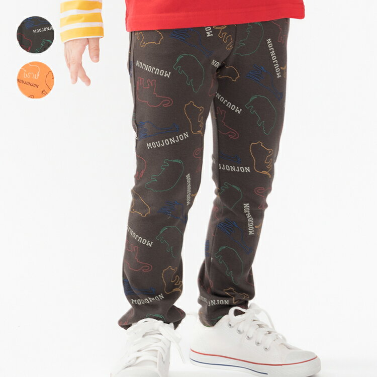 【25秋冬セール30％OFF】子供服 moujonjon (ムージョンジョン) 動物柄フライス長パンツ・長ズボン 80cm 90cm 100cm 110cm 120cm 130cm 140cm M55006