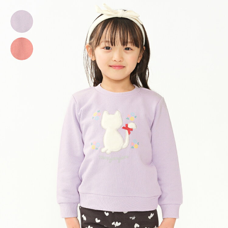 【25秋冬セール50％OFF】子供服 moujonjon (ムージョンジョン) ネコボアアップリケ裏毛トレーナー・スウェット 90cm 100cm 110cm 120cm 130cm M64644