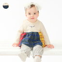 子供服 moujonjon (ムージョンジョン) チェック切替長袖ロンパース・Tオール 70cm,80cm M64700