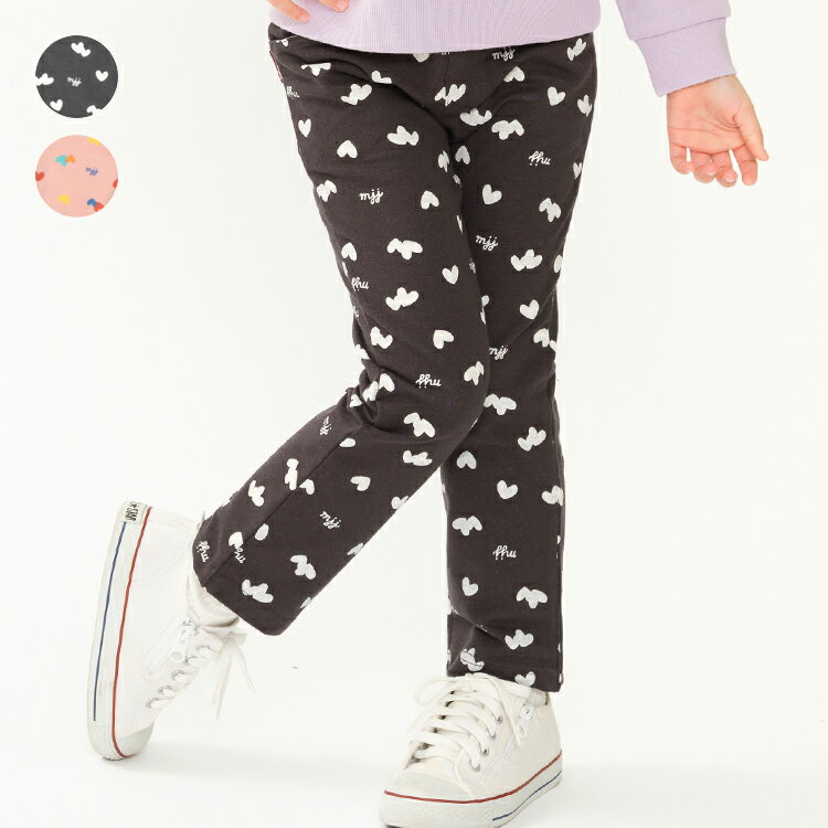 【25秋冬セール44％OFF】子供服 moujonjon (ムージョンジョン) ハート総柄ストレッ...