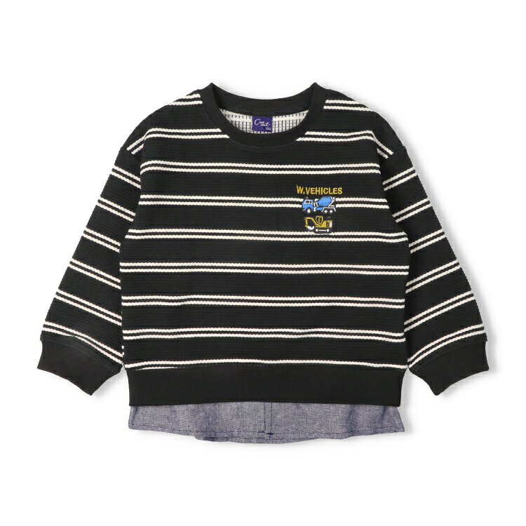 【25秋冬セール50％OFF】子供服 crescent (クレセント) 働く車刺繍ボーダートレーナー・スウェット 80cm 90cm 100cm 110cm 120cm 130cm N54682 marutaka-10037620 こどもの森 e-shop メーカー直営 サンプル画像2